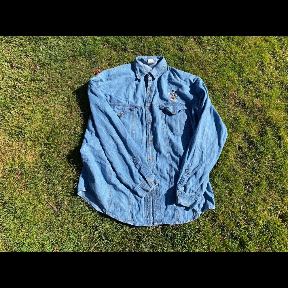 VINTAGE MICKEY AND CO DENIM LONG SLEEVE BUTTON UP